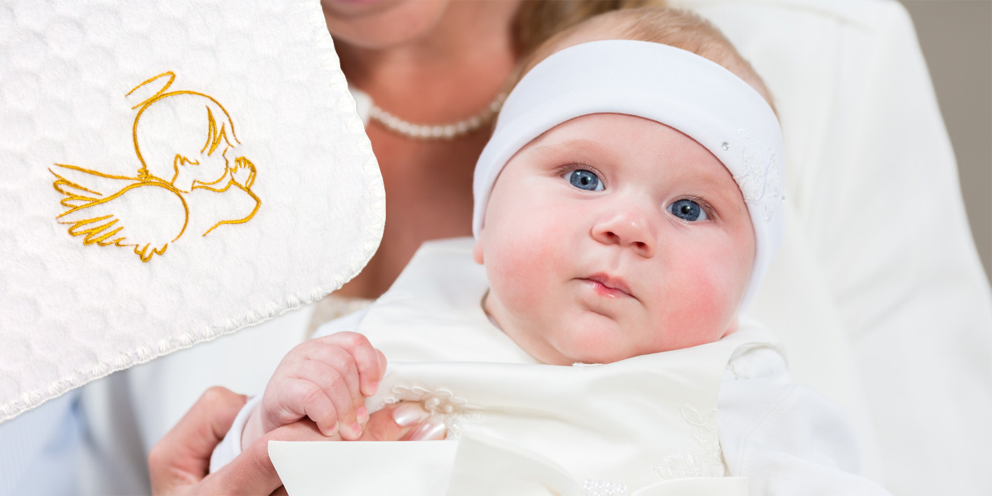 Koc do chrztu soft biały duet częstochowa haftowany aniołek